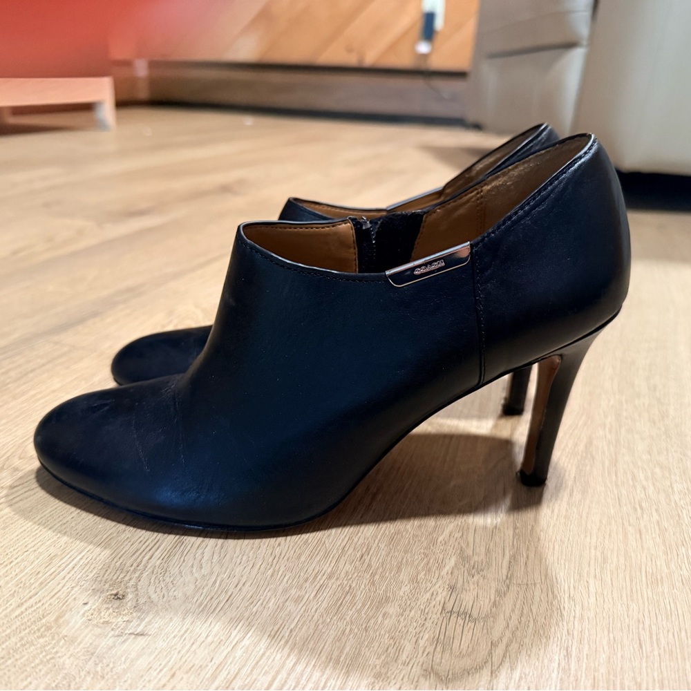 Coach Black Senica Glazed Ankle Booties
